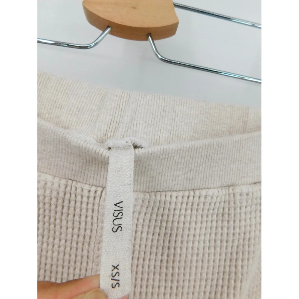 Visus Genderless Waffle Knit Joggers Oatmeal Beige Thermal‎ Sweatpants XS/S